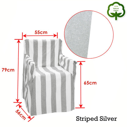 Rans Alfresco 100% Cotton Director Chair Cover - Striped Silver